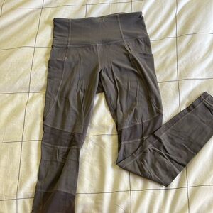 Athleta gray leggings with sheer paneling